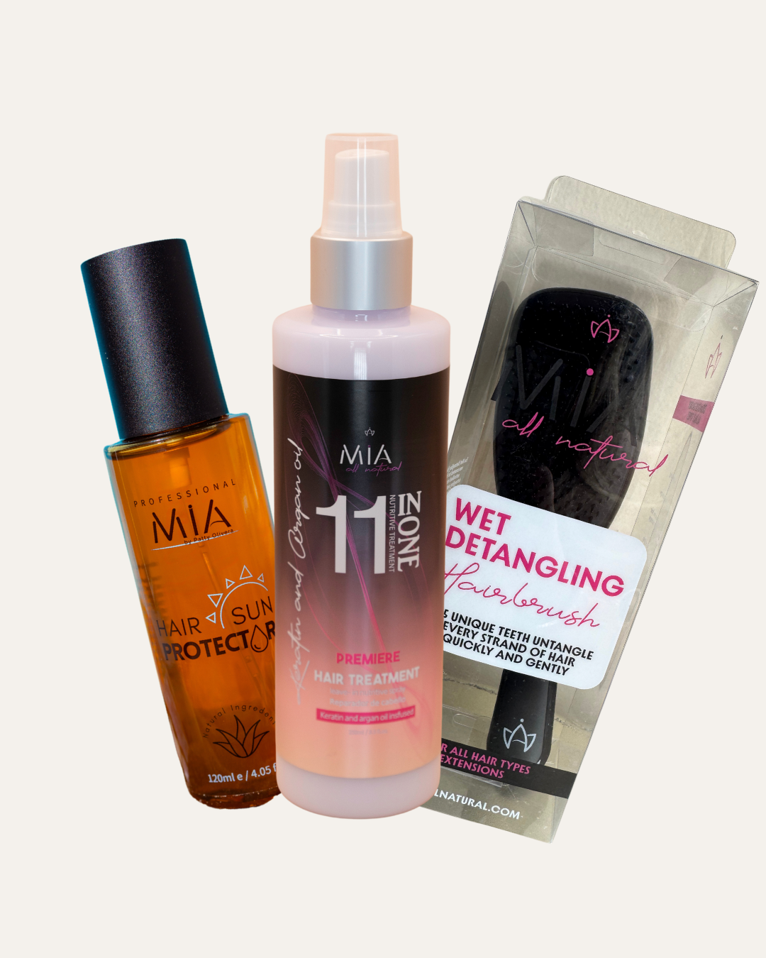 Bundle Wet Detangling Hairbrush + 11 IN ONE Premiere + Hair Sun Protector