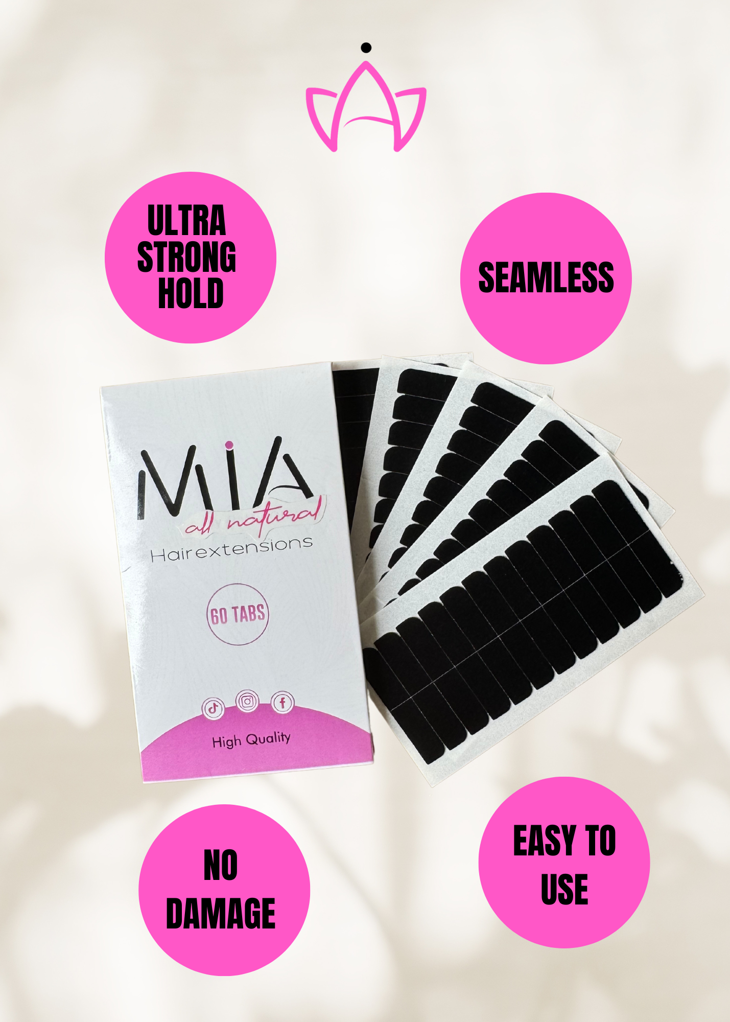 Double-Sided Replacement Tape for Hair Extensions | 60 Tabs | Seamless, Medical Grade, Latex-Free