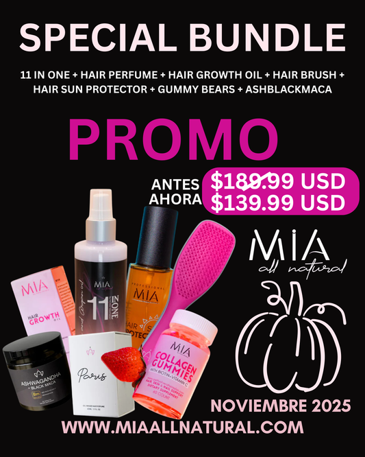 SPECIAL BUNDLE 🔥 11 IN ONE + Hair Perfume + Hair Growth Oil + Hair Brush + Hair Sun Protector + Gummy Bears + AshBlackMaca